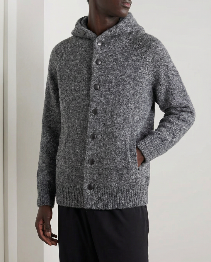 Velur pleteni kardigan s kapuljačom