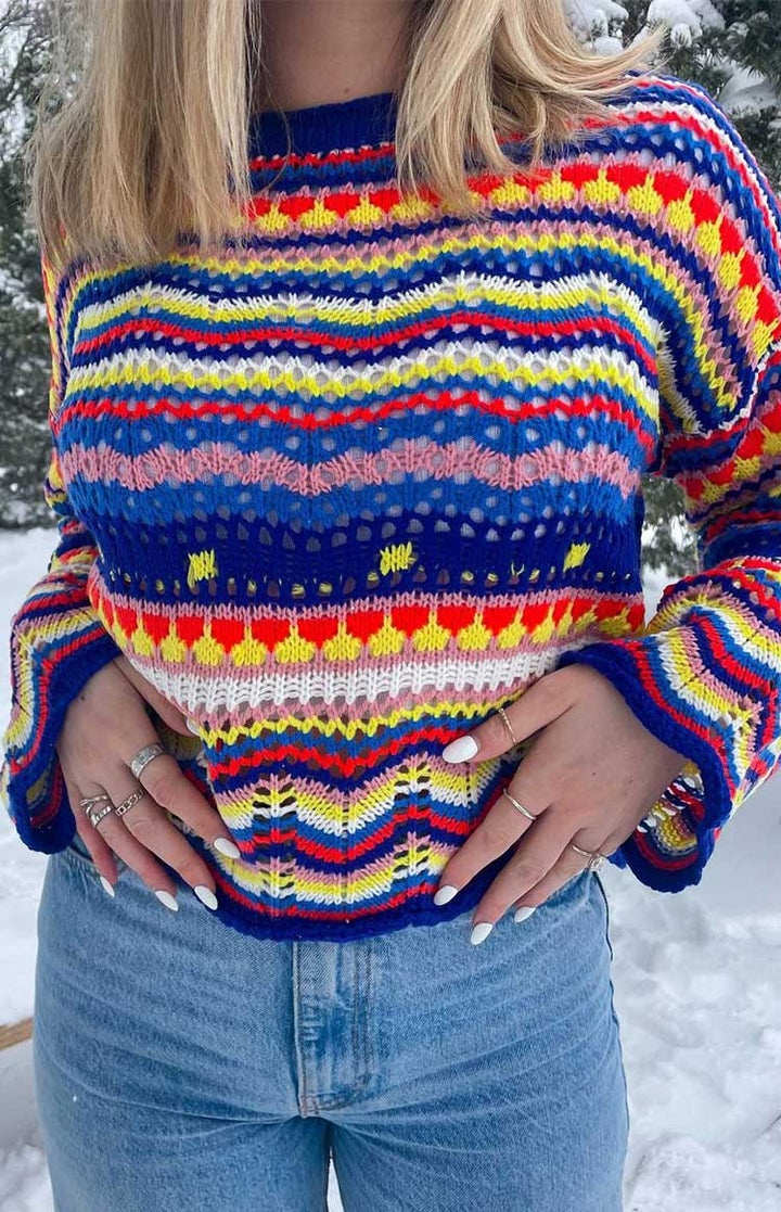 Dugi vikend pulover plavi