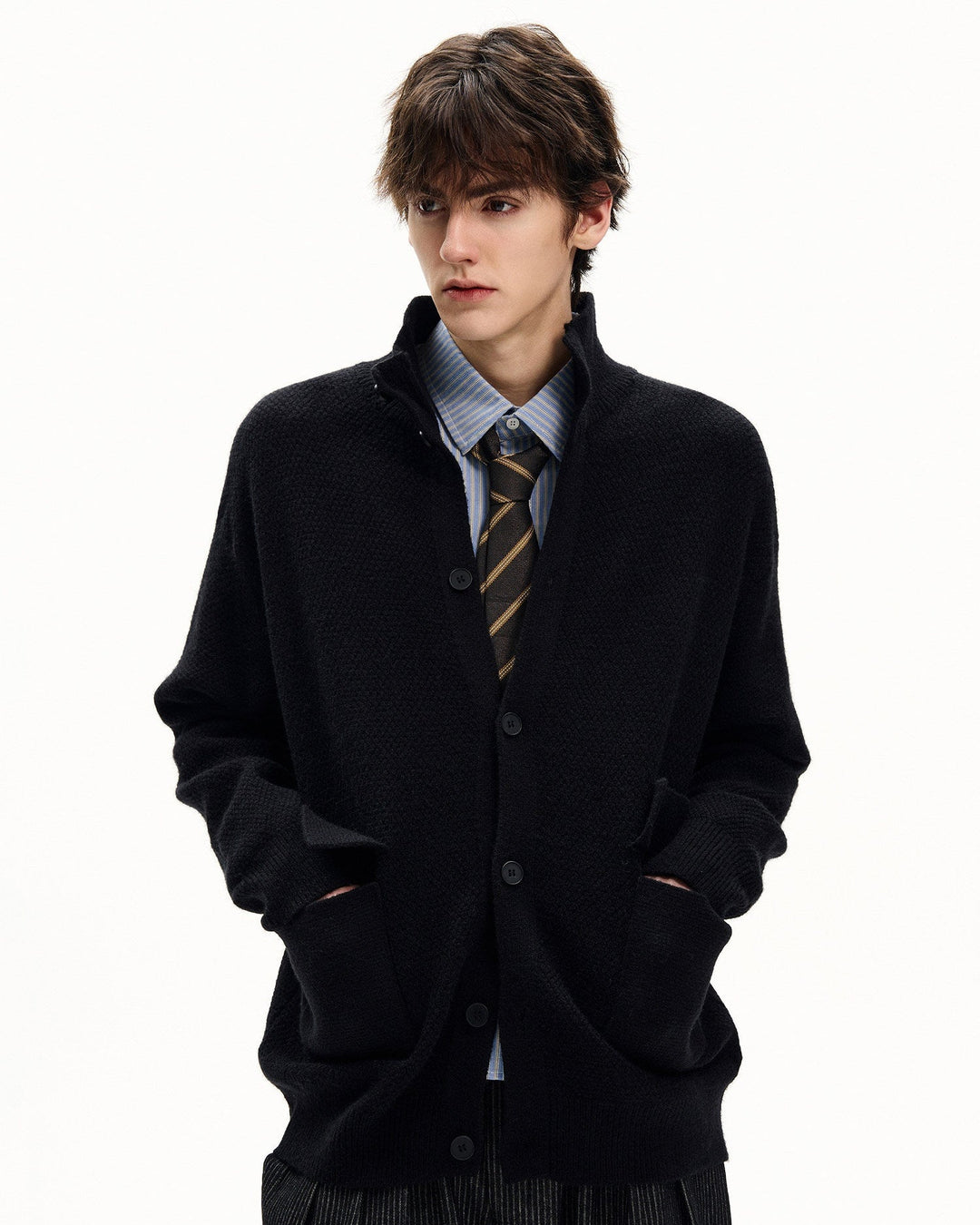 Kardigan od mješavine vune s teksturiranim pletenjem 