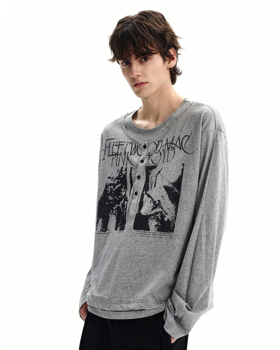 Pametna grafička Henley majica dugih rukava