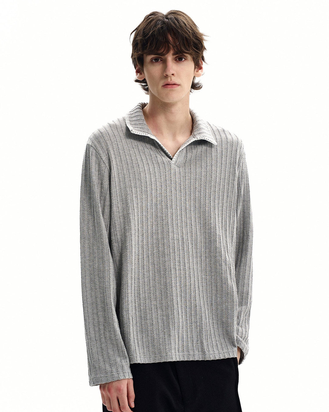 Polo majica s teksturiranim rebrastim pletenjem