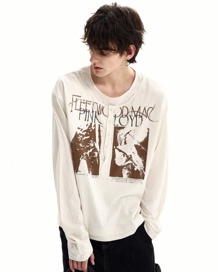 Pametna grafička Henley majica dugih rukava