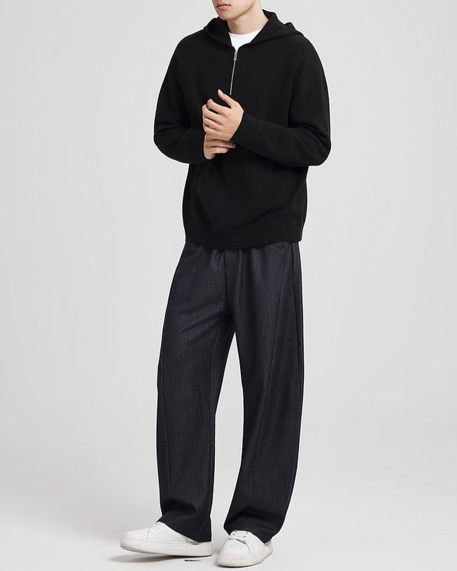 Pola-Zip Kapućasti Pleteni Pulover