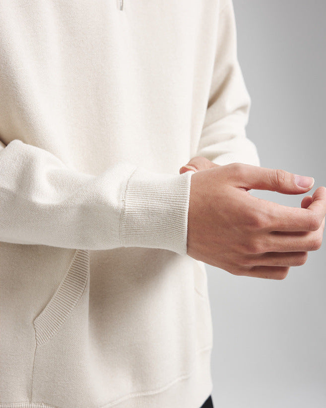 Pola-Zip Kapućasti Pleteni Pulover