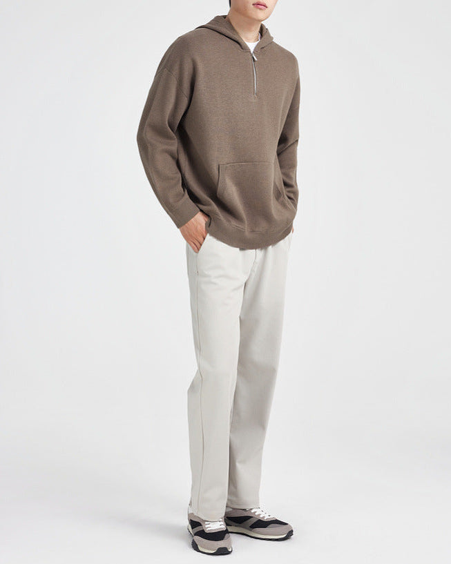 Pola-Zip Kapućasti Pleteni Pulover