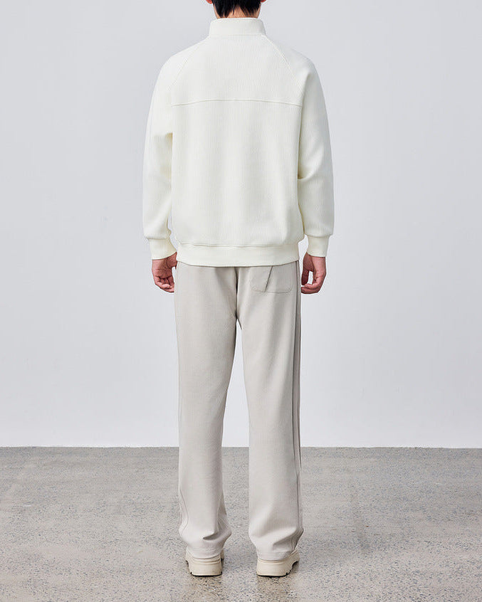 Džemper s pola zatvaračem i vertikalnom teksturom