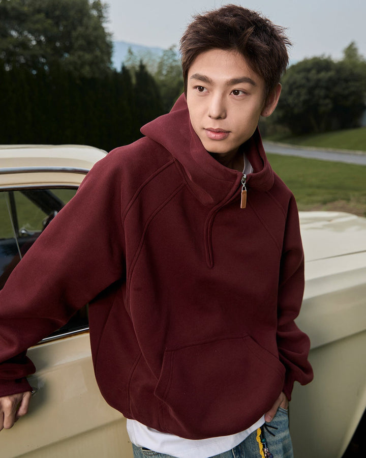 3D Razdvojena Struktura Teška Polu-Zipper Kapuljača