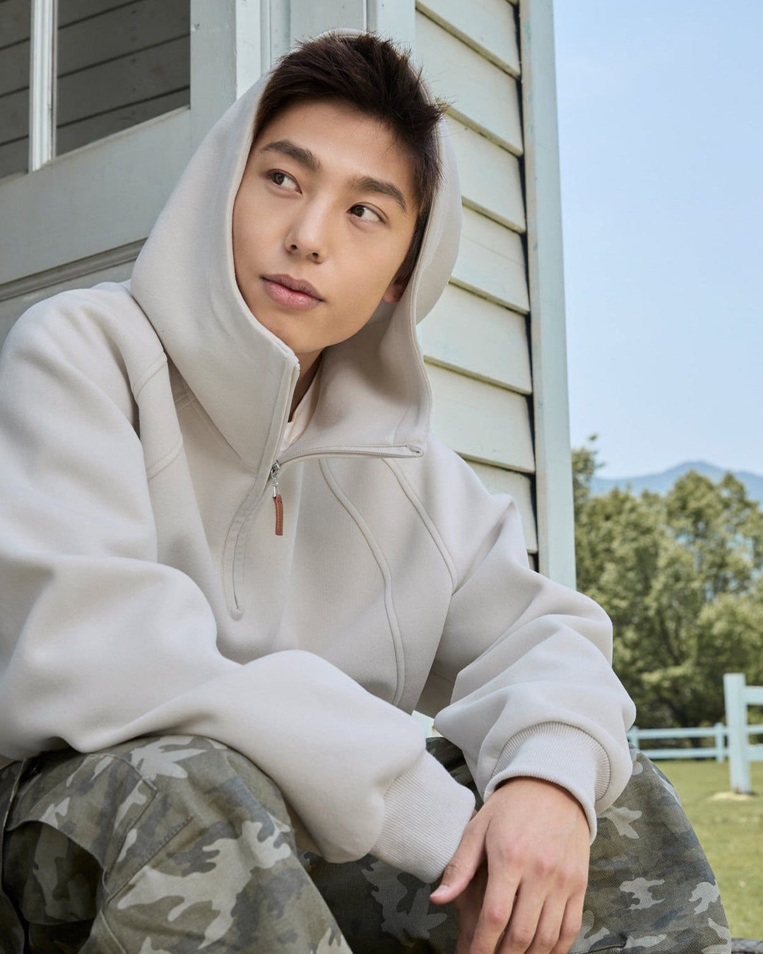 3D Razdvojena Struktura Teška Polu-Zipper Kapuljača