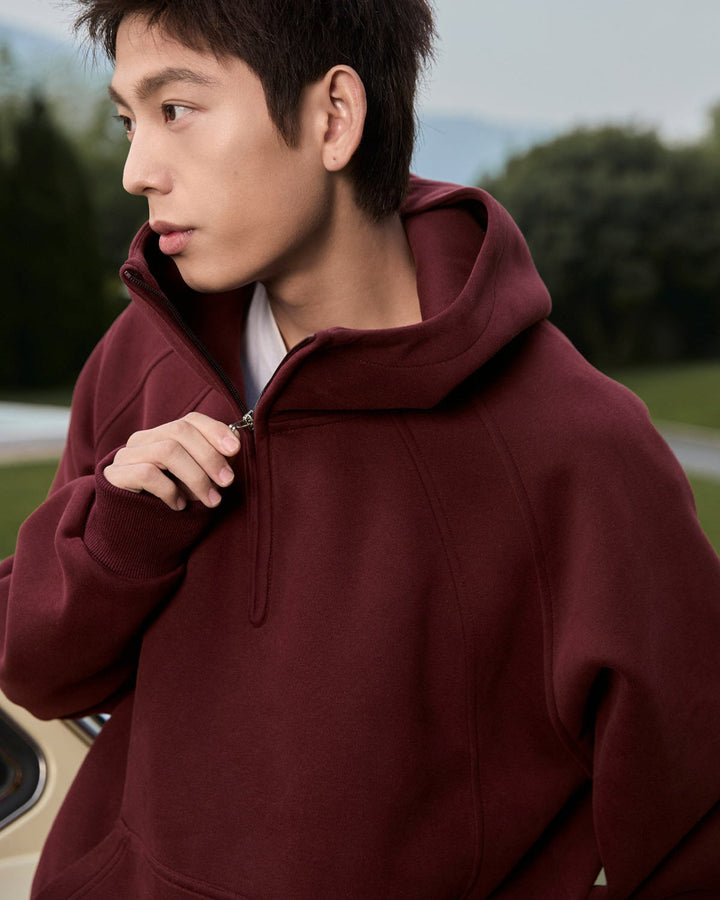 3D Razdvojena Struktura Teška Polu-Zipper Kapuljača