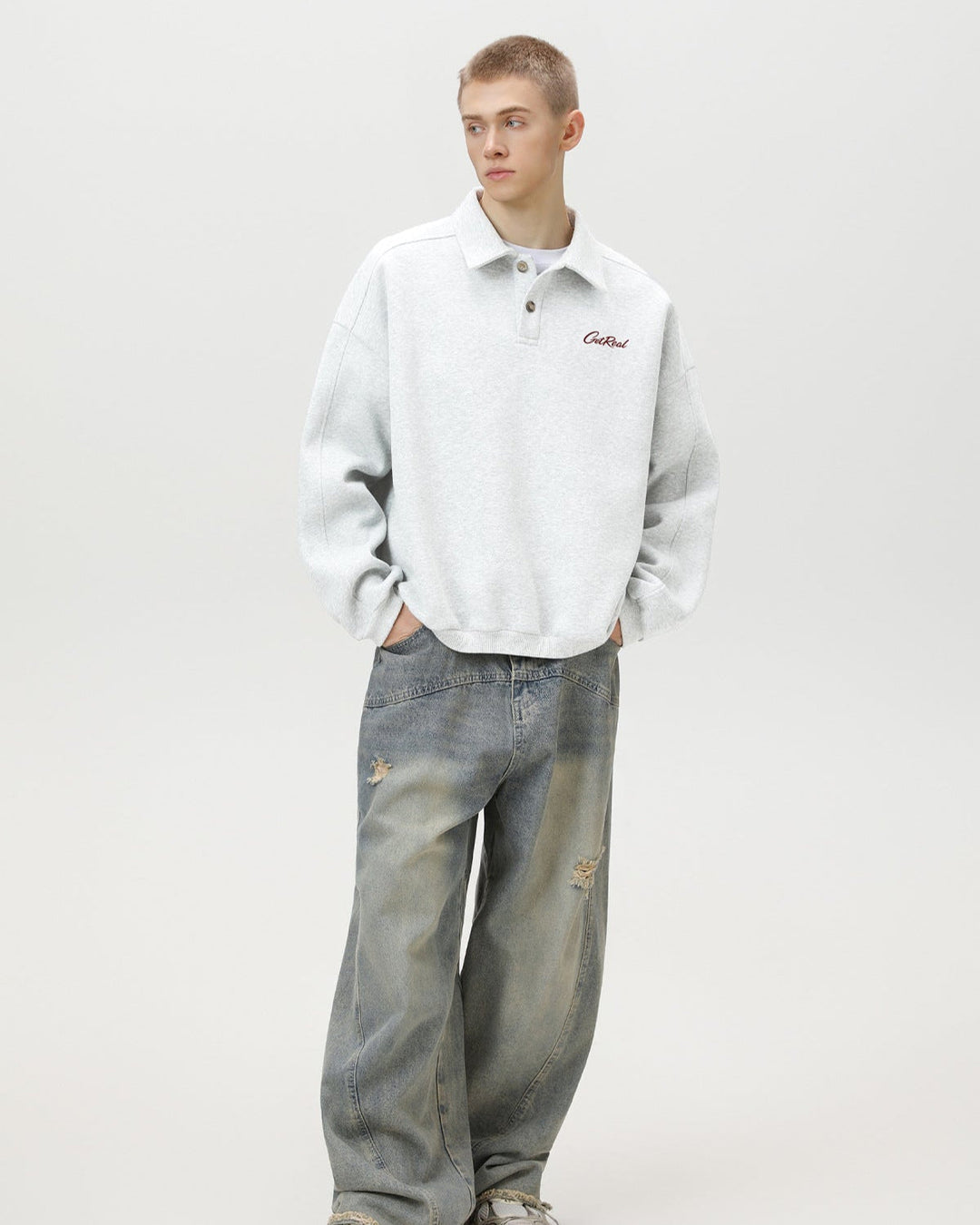 Preveliki Izvezeni Polo Džemper "Get Real".