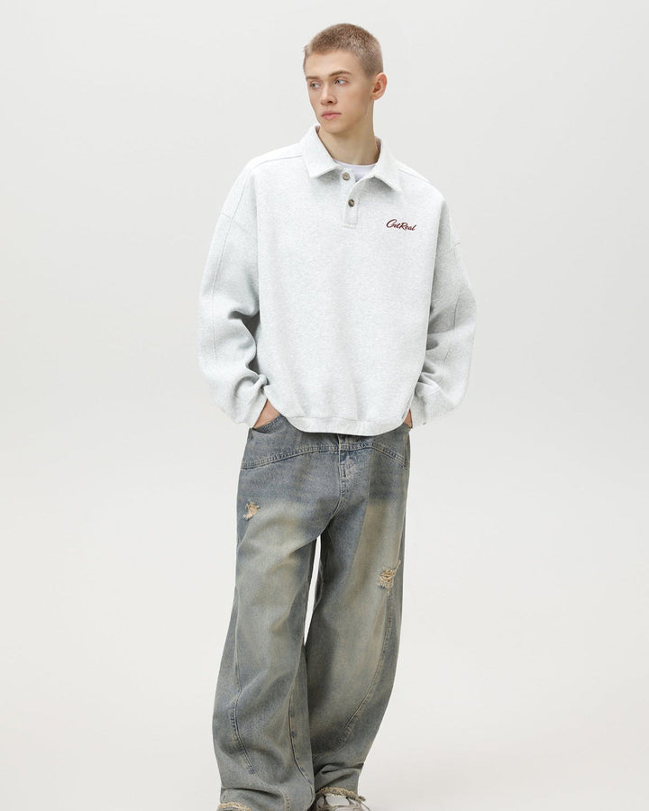 Preveliki Izvezeni Polo Džemper "Get Real".