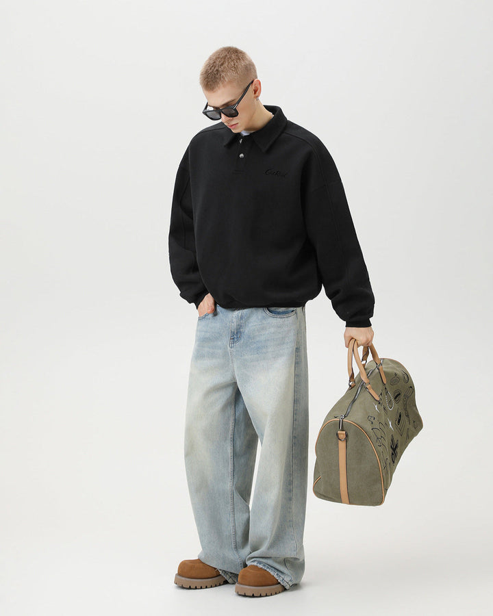 Preveliki Izvezeni Polo Džemper "Get Real".