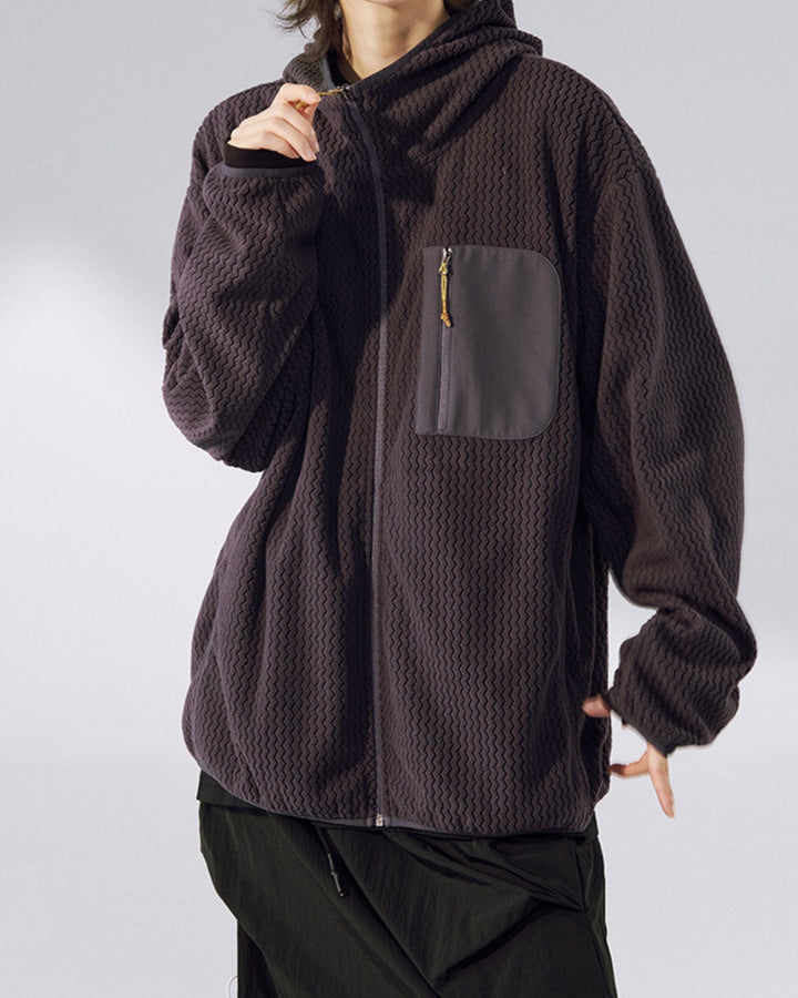 Jakna s kapuljačom i patentnim zatvaračem u vaflastom uzorku