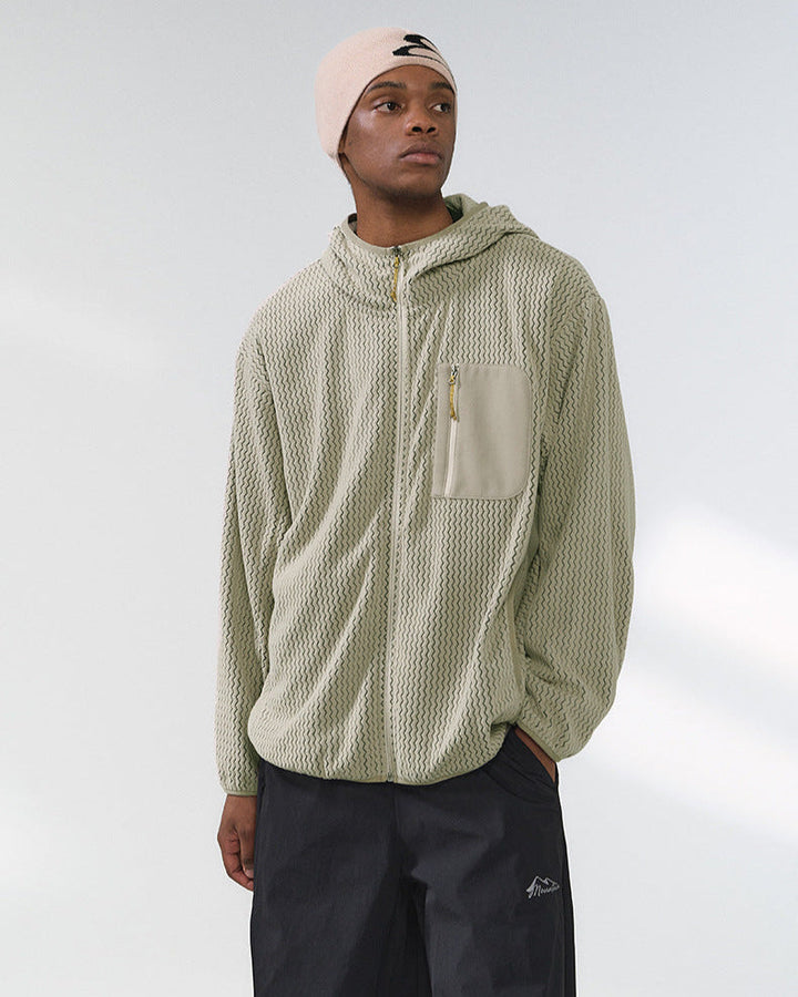 Jakna s kapuljačom i patentnim zatvaračem u uzorku vafla