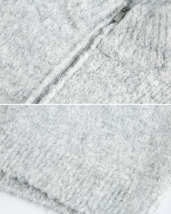 Udobni predimenzionirani pulover od četkane mješavine s Polu-Zipom