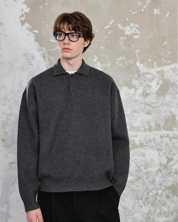 Polo džemper s teksturom 